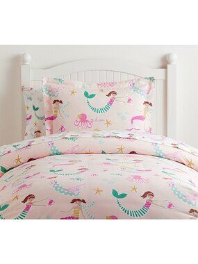 Pottery Barn Kids Pink Blush Mermaid Octopus Sea Duvet Cover Full Queen + Sham